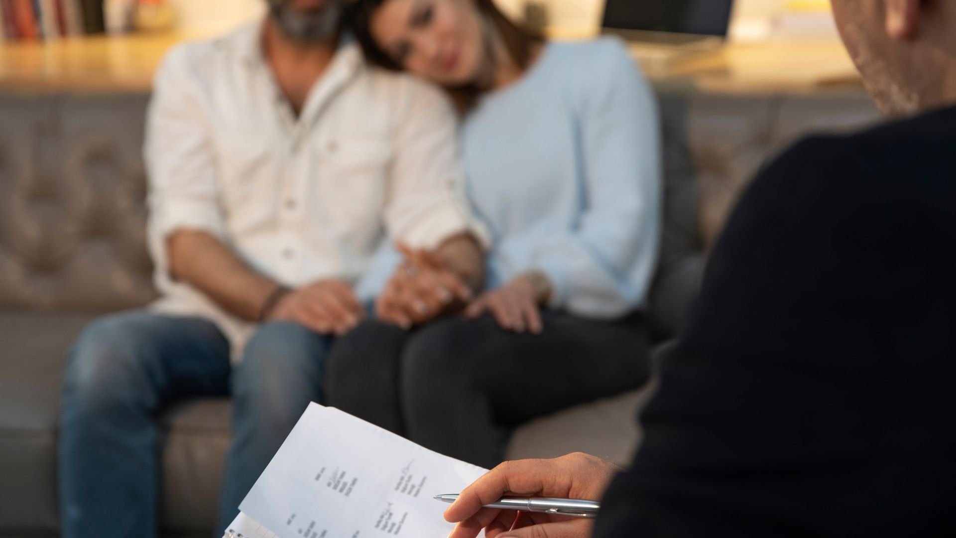 Couple sitting together during counseling or therapy session